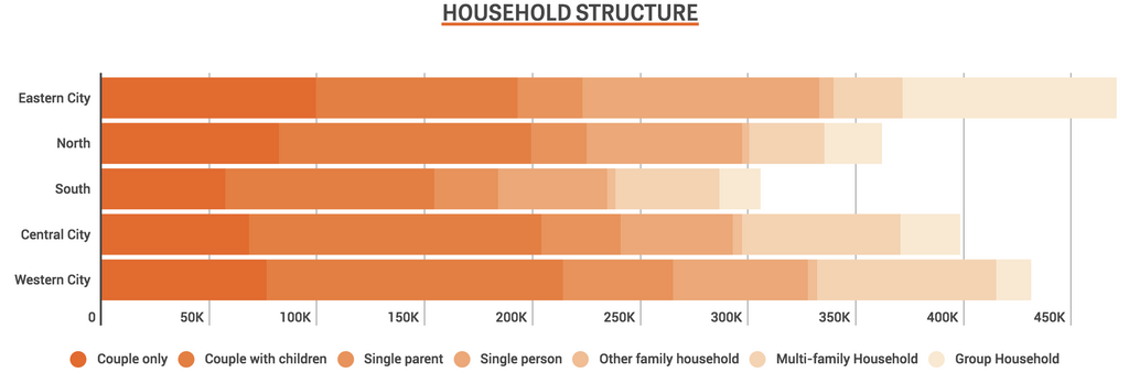 A Infogram data visualization showing household structure