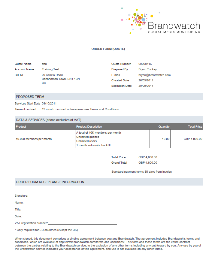 order form
