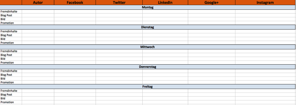Social Media Content Kalender