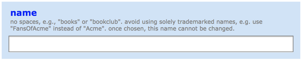 The name form box when creating a subreddit