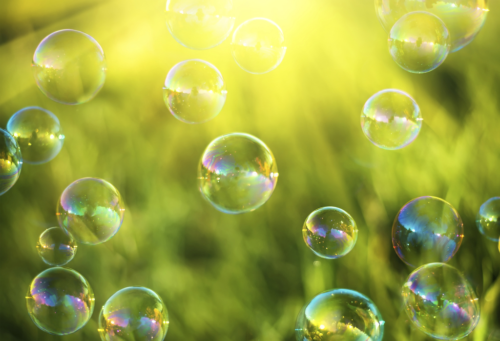 Air bubbles on grass background. Abstract background