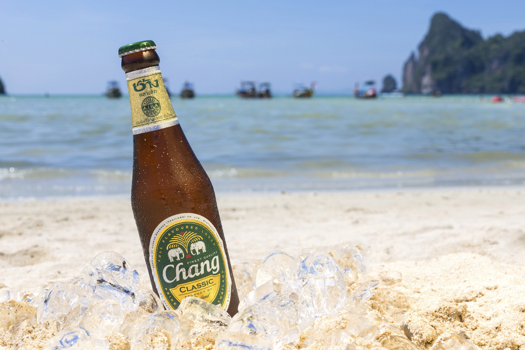 Chang beer on the beach