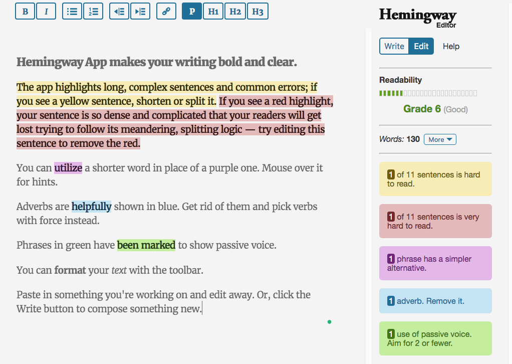 Hemingway editor is a content writing tool