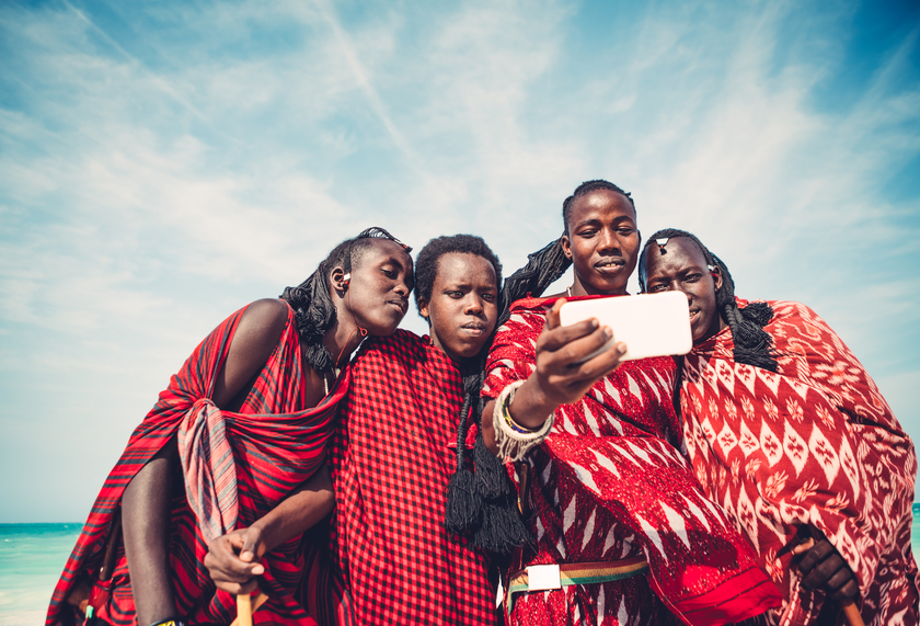Masai warriors taking a selfie