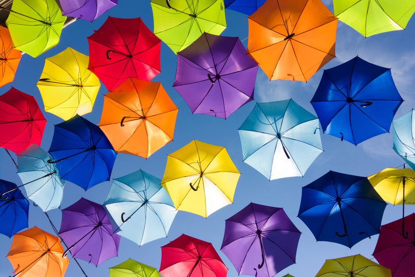 Colourful umbrellas - the same but different