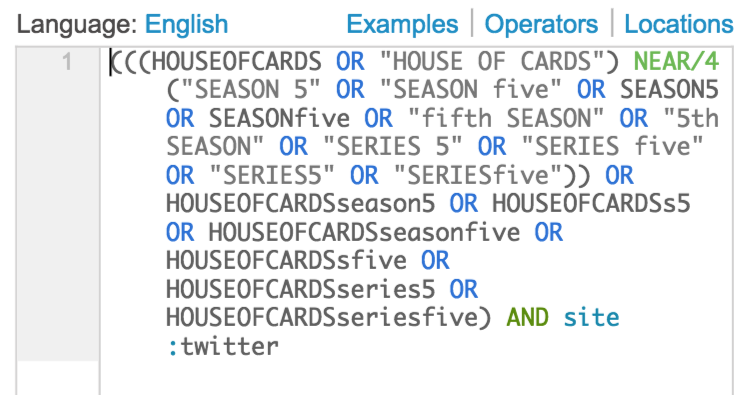 A Brandwatch query for House of Cards mentions