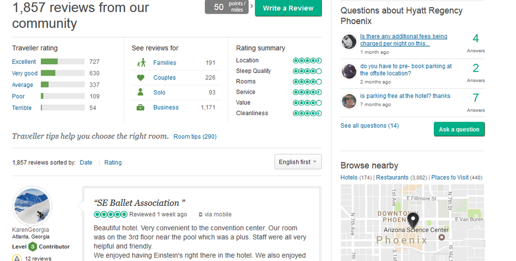 A TripAdvisor customer review page