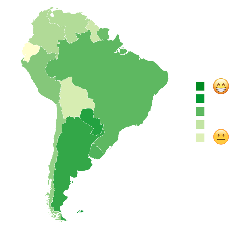 Heat map reveals happiest places in South America