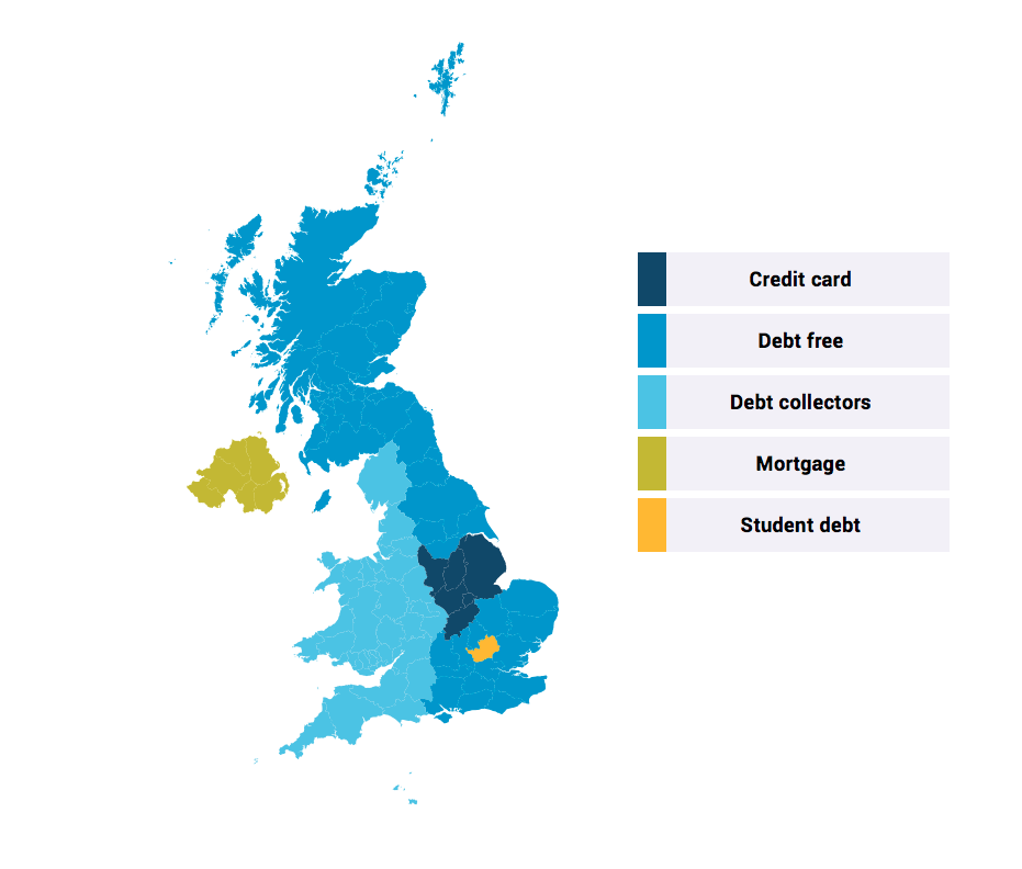 This map shows the most over indexed categories across UK regions for social media discussion. Data collected in the English language between 1 Sep 2013 and 1 Sep 2017