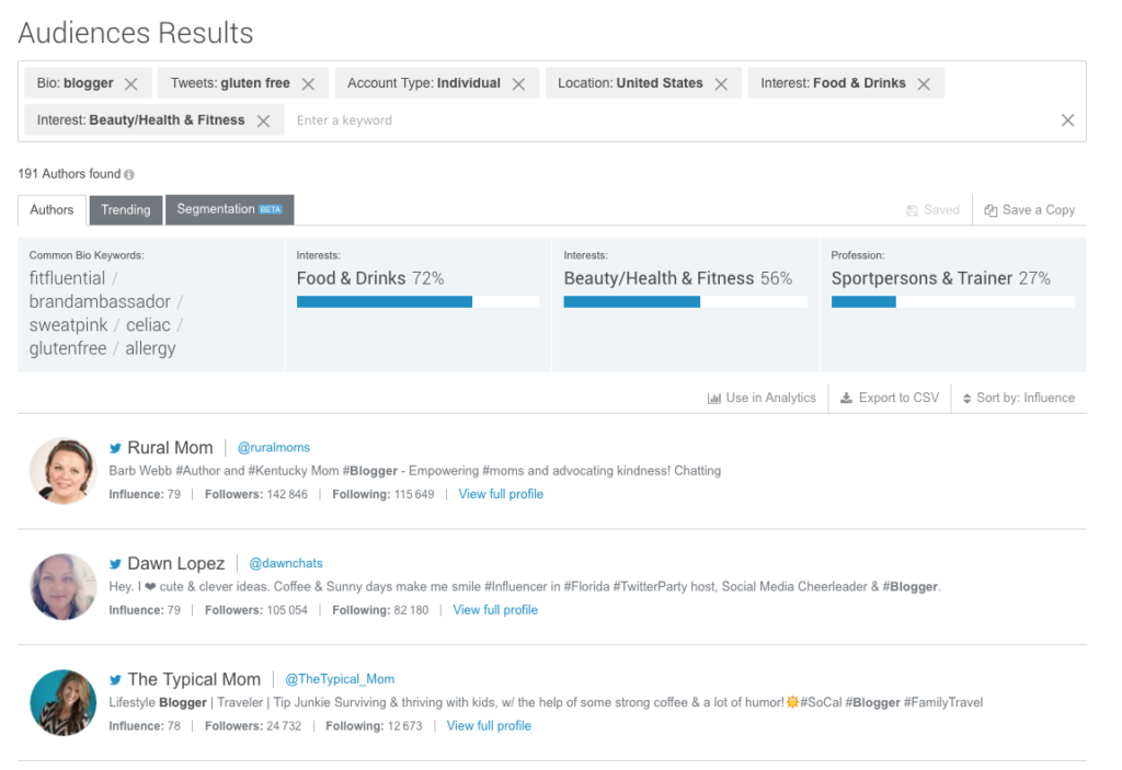 Finding Twitter Influencers using Brandwatch Audiences