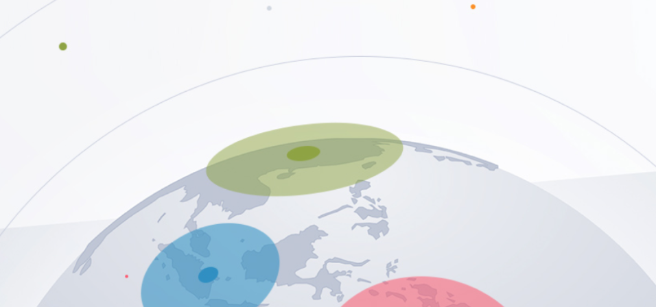 A graphic showing a globe with circles representing conversations happening online