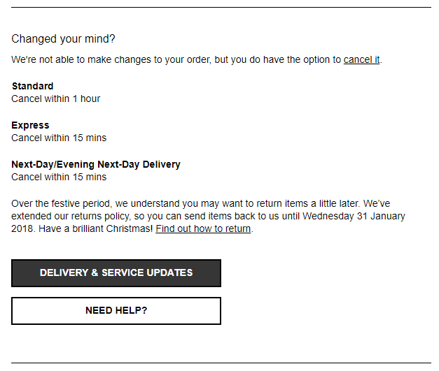 The order confirmation screen for ASOS